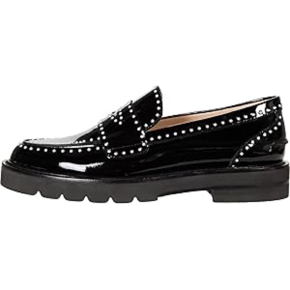 Black Patent Leather Loafers with Studded Detail - Picture 4 of 6